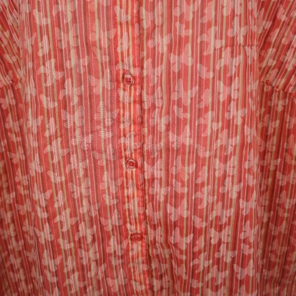 Carroll Reed Blouse, Semi Sheer, Butterflies, 2X - Picture 5 of 7